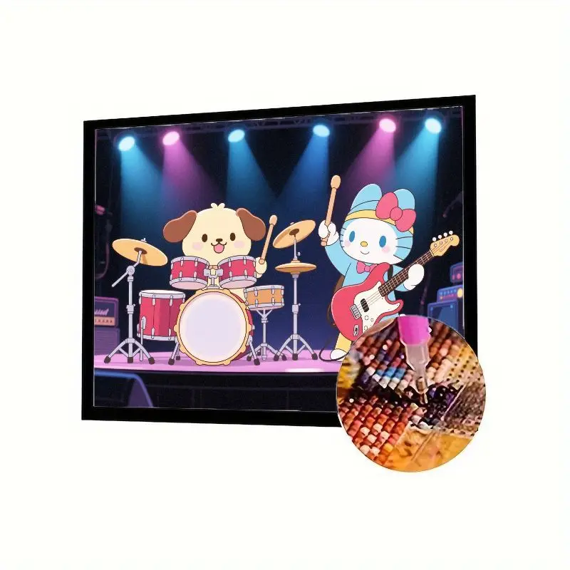 

1PC Sanrio Pompompurin & My Melody Rock Band Diamond Painting Kit - DIY 5D Full Drill Rhinestone Embroidery Cross Stitch Art, Cu