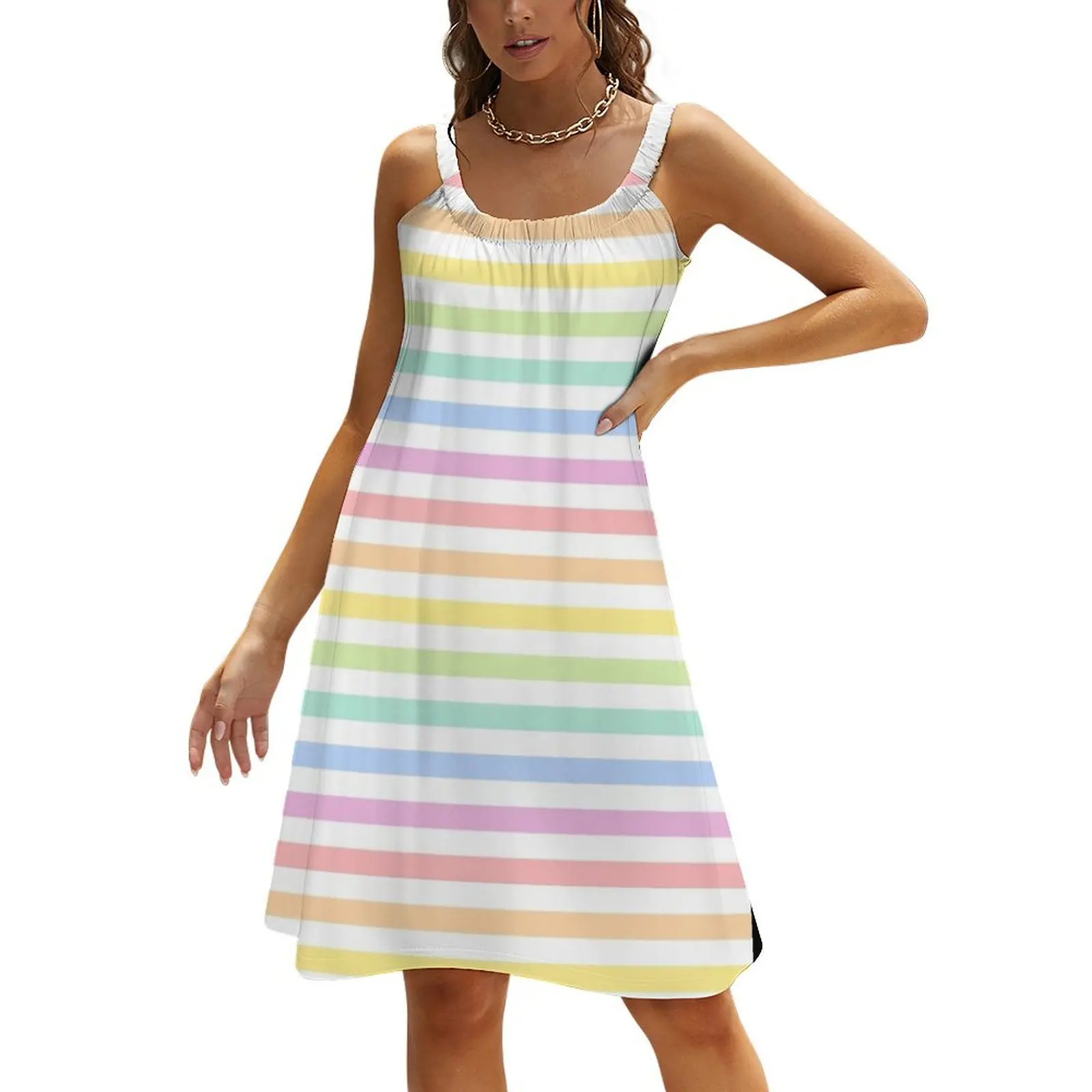 

Pastel Rainbow Stripes Beach Sling Skirt dress party night Bride dresses clothes for women