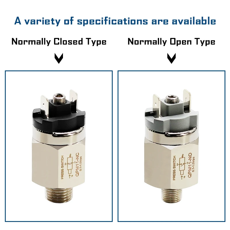 1/4'' Swtich Adjustable QPM11-NC / QPM11-NO Air Pressure Switch Wire External Thread Nozzle Pressure Controller Sensor Pnumatic