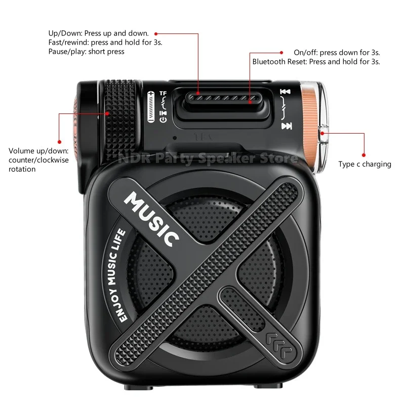 Kreatywny Bezprzewodowy Subwoofer Stereo Hi-Fi Bezprzewodowe Głośniki Bluetooth Odtwarzacz Muzyki Mini Głośniki Zewnętrzne Małe Stalowe Dzwony