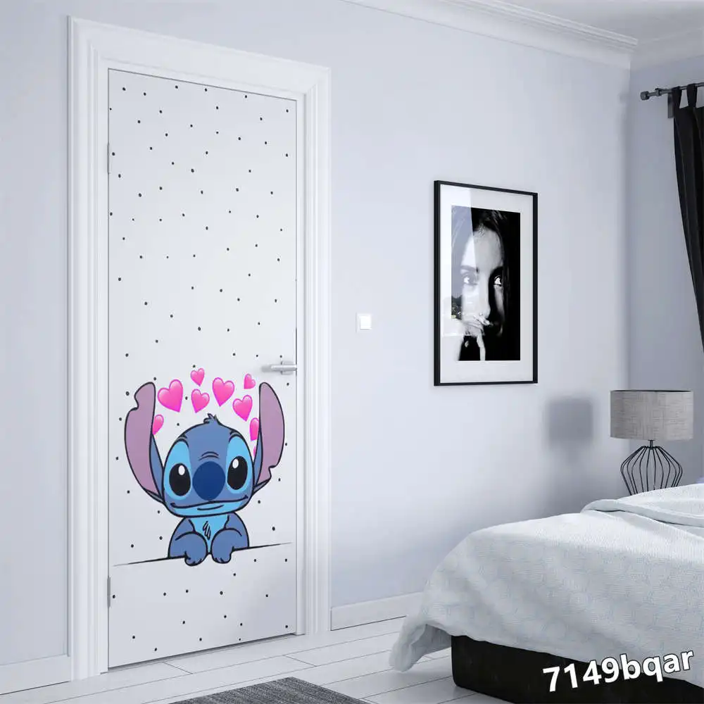 Disney Lilo & Stitch Stitch Angel Home decoration Aesthetic Nursery Kids Room Door sticker Wall art door decoration Wall Sticker