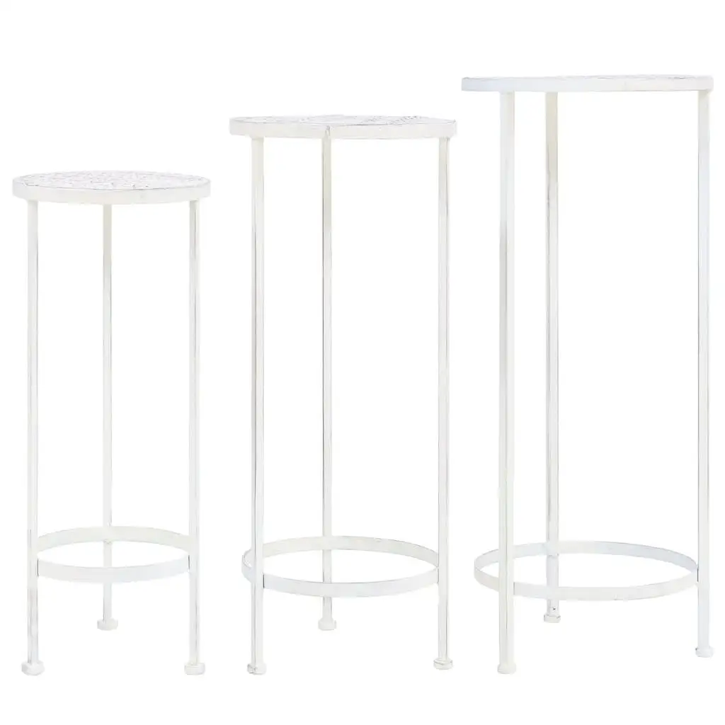 

3-Piece Vintage Metal Plant Stand Set - Antique White Style for Home Decor