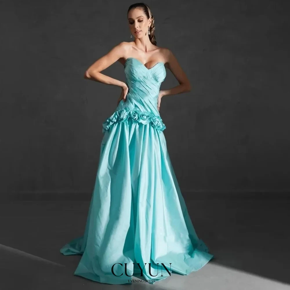 

CUYUN женские роскошные вечерние платья милые цветы ручной работы вечерние платья по индивидуальному заказу трапециевидное вечернее платье для торжественных случаев