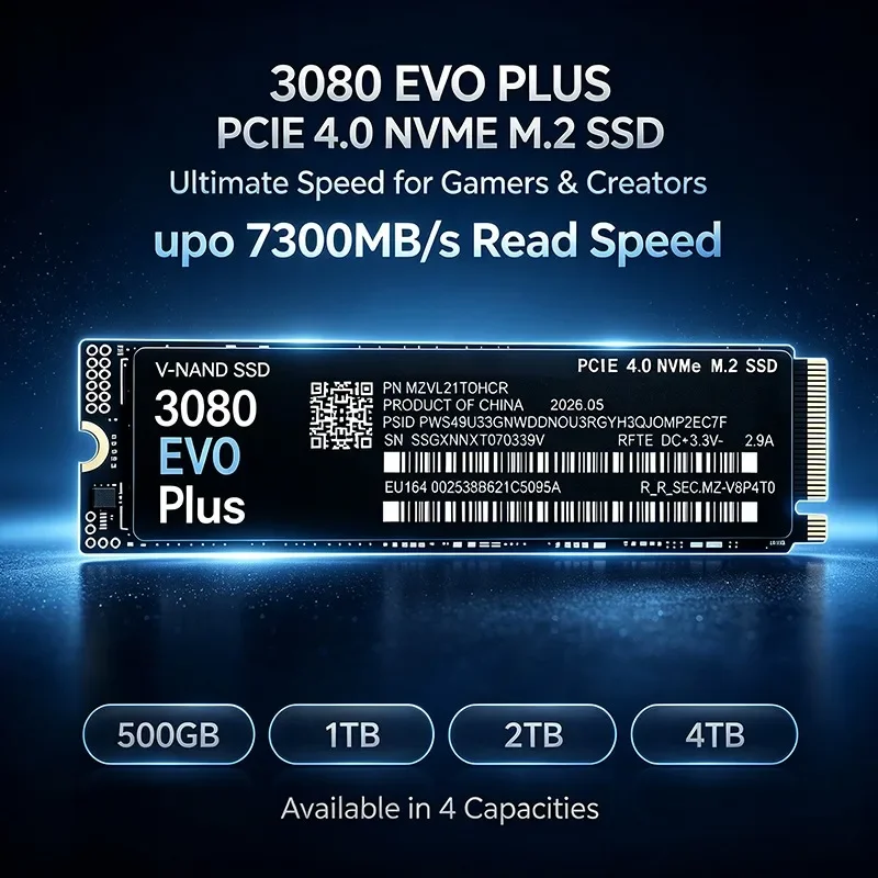Internal M.2 2280 NVMe SSD 3080 EVO Plus PCIe4.0 X4 7300MB/s TLC 3D NAND 500‑4TB Solid State Storage For PS5 Gaming PC Desktop
