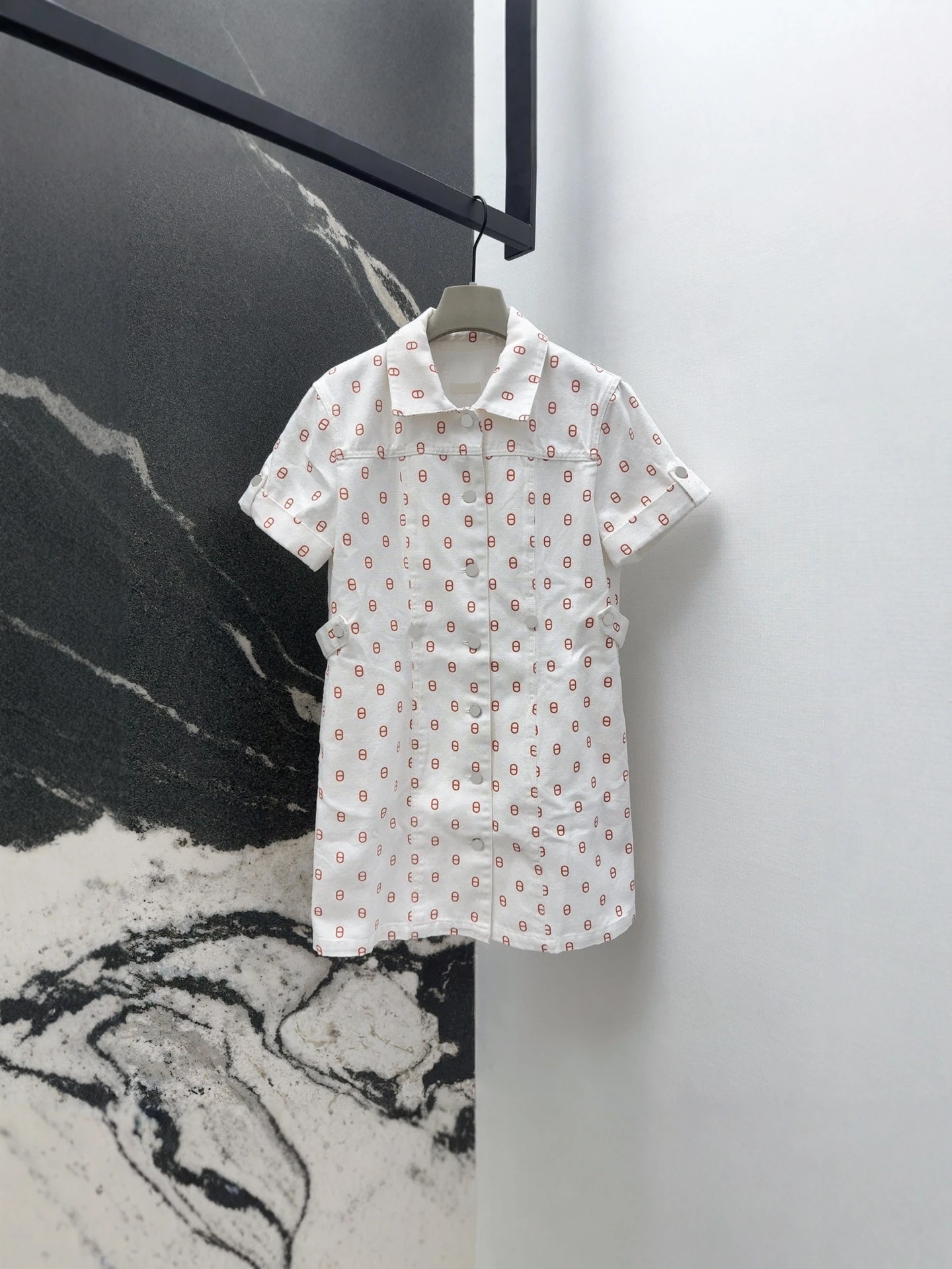 Spódnica z wysokim stanem, bawełniana, dżinsowa, z nadrukiem w kształcie świńskiego nosa, zapinana na jeden guzik, w stylu vintage, miejska, do dojazdów do pracy, o luźnym kroju, H pe.