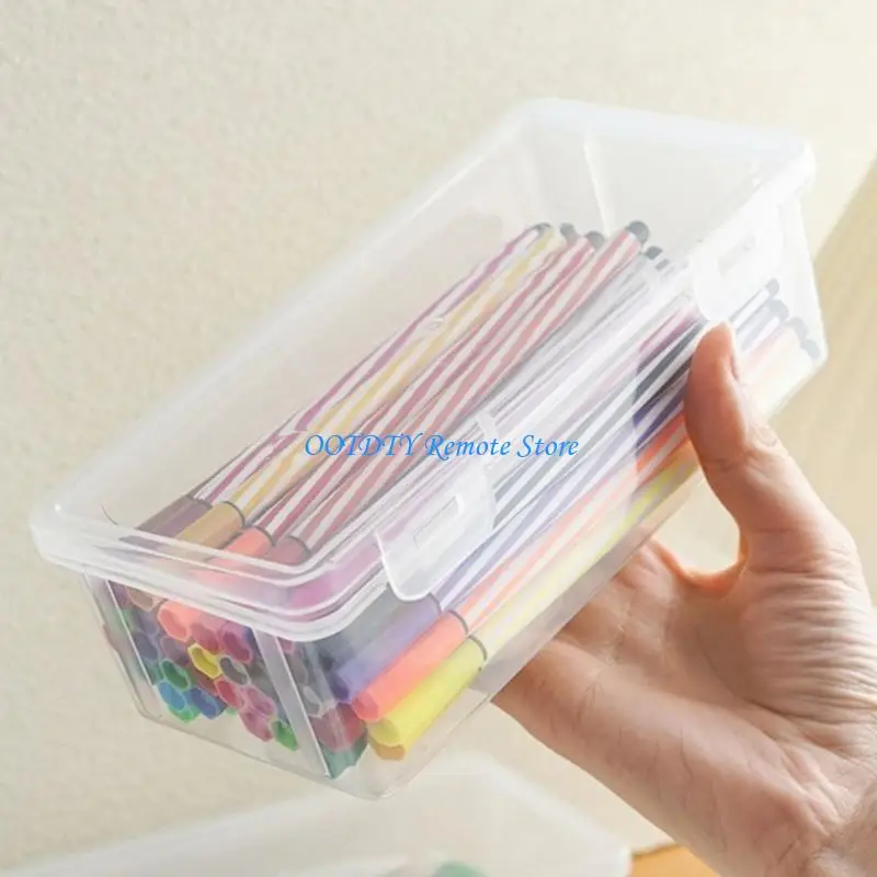  High Capacity Pencil Case Water Resistant Clear Pen Storage Box Hard Pen Case