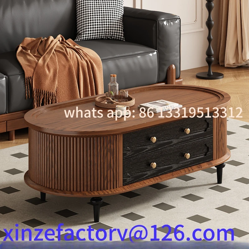 

Customizable retro style solid wood coffee table TV cabinet combination living room home