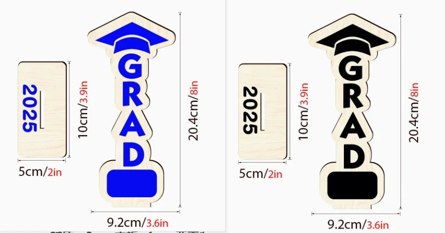 

2pcs Graduation Wooden Table Centerpiece 2025 Class Desktop Stand For Phone Keys Jewelry Graduation Party Decorations Desktop