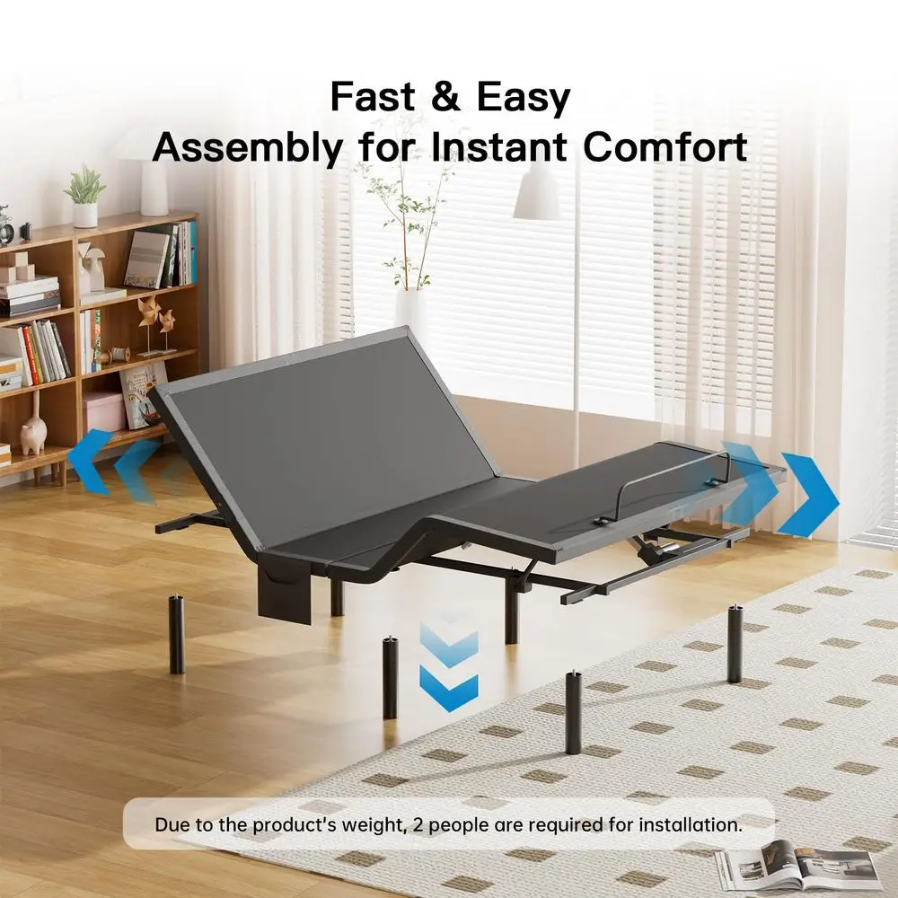 Queen Adjustable Bed Frame with Massage Features