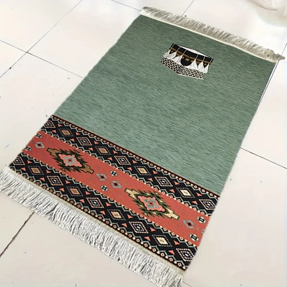 VIKAMA Portable Islamic Prayer Mat, Foldable Travel Musallah, Creative Arch Design Washable Lightweight Rug for Salah Eid Gift
