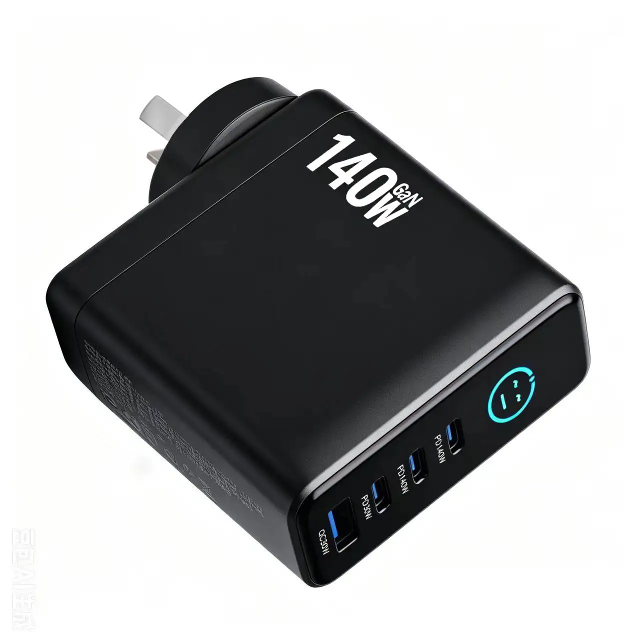 140W Multi-Port 3C1A GaN Fast Charging 4-Port Desktop Smart Digital Display PD3.1 USB Type C Charger for iPhone Xiaomi Laptop