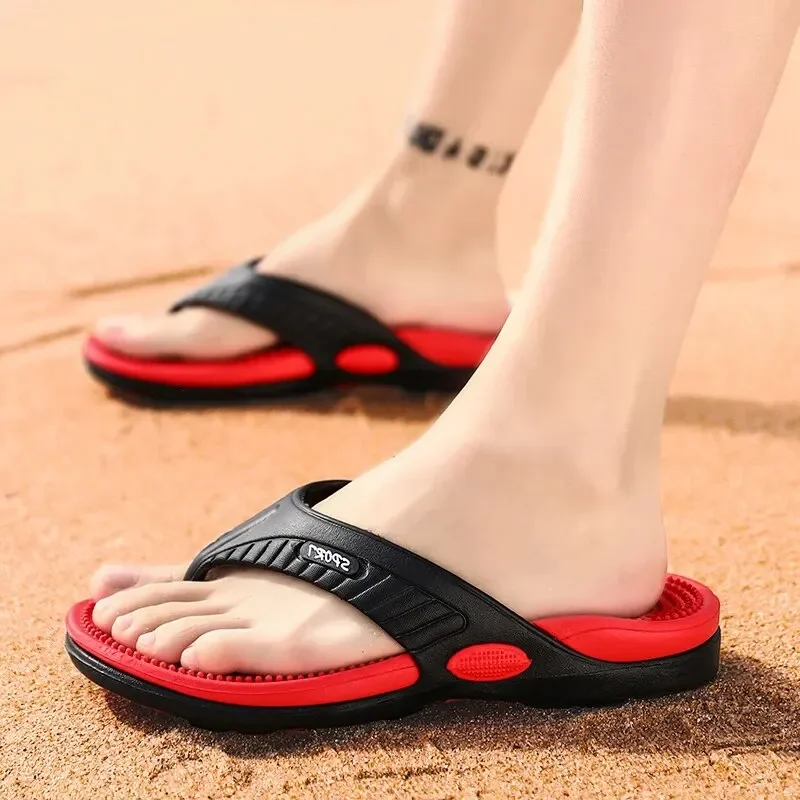 Summer Slippers Men Flip Flops Beach Sandals Non-slip Casual Flat Shoes Massage Indoor House Shoe Men Outdoor Slides Sandals 46