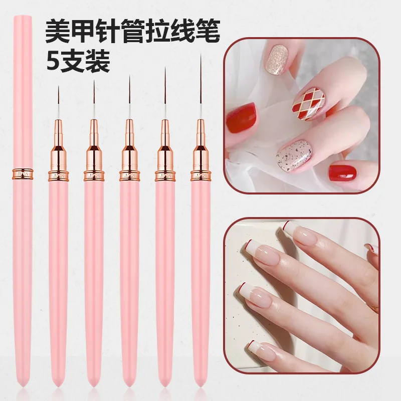 100 Sets 5 stk/set Naald Nagel Tekening Pen Ultra Fijne Japanse Nagel Tekening Pen Carving Pen Nail Tekening Pen