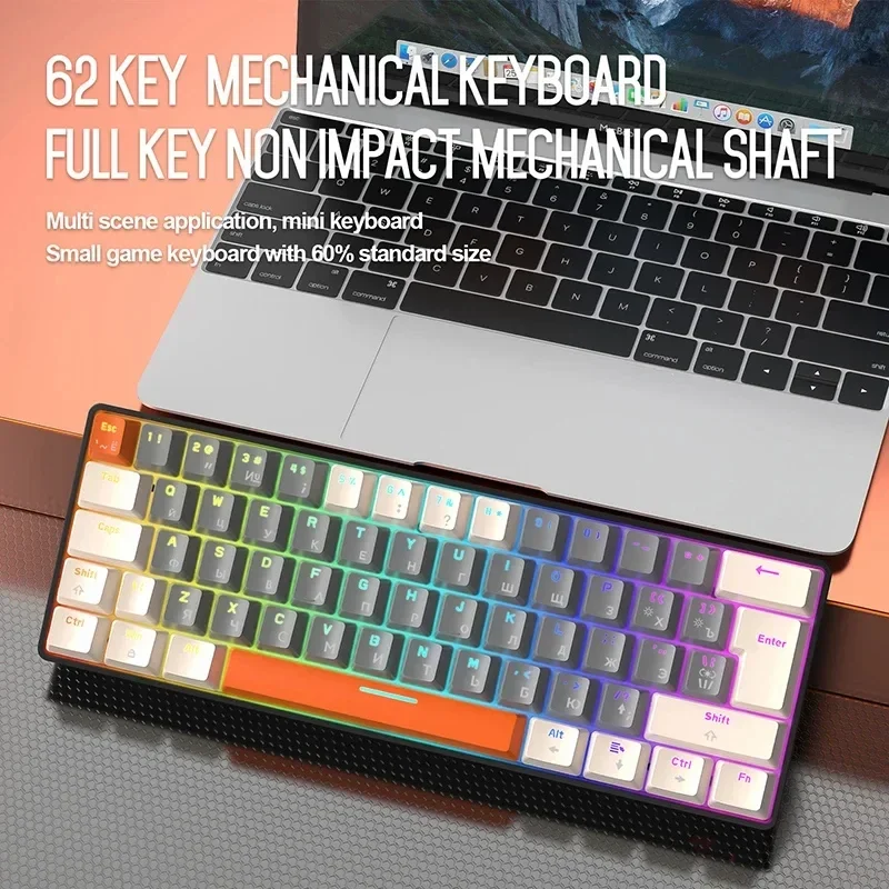 Ziyoulang-Teclado mecánico T60 con cable, periféricos de ordenador ergonómicos, teclas rusas completas, sin impacto, Esports, juego de oficina