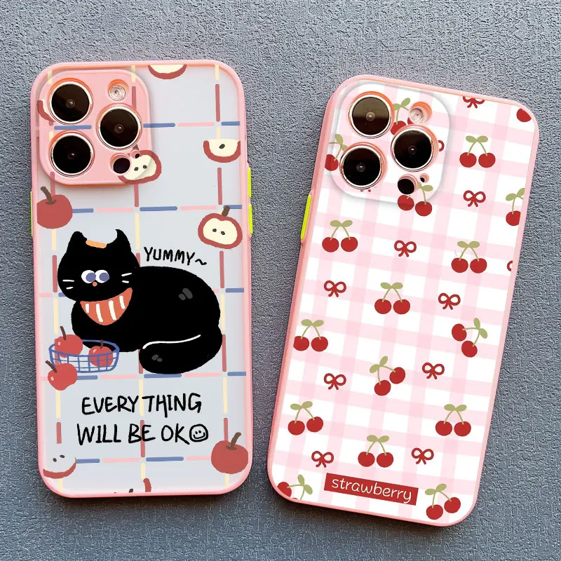 

Cartoon Animal Cute Apple Cat Phone Case For iPhone 17 16 Pro Max 15 14 Pro Max Plus 13 12 Mini 11 Pro Max Shockproof Back Cover