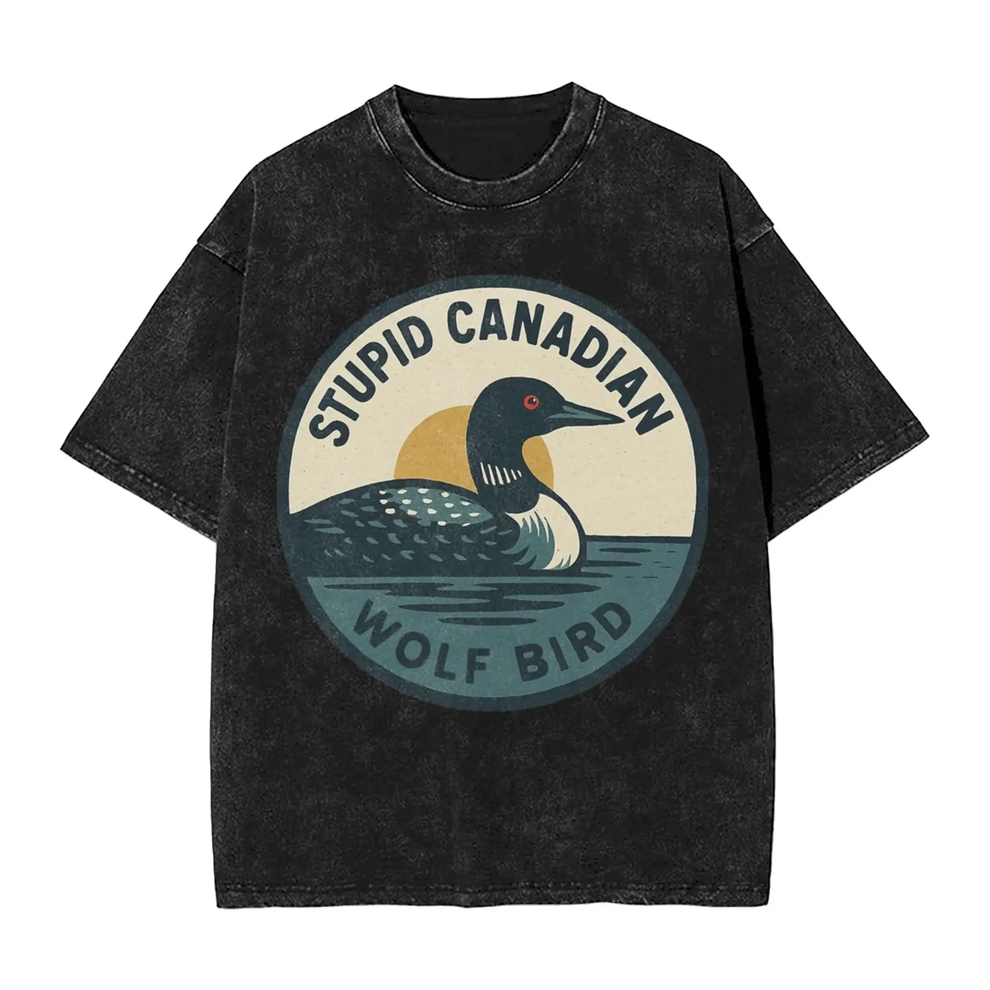 

Футболка с подогревом Rivalry Stupid Canadian Wolf Bird, винтажный стиль для мужчин и женщин, футболки из чистого хлопка, топы