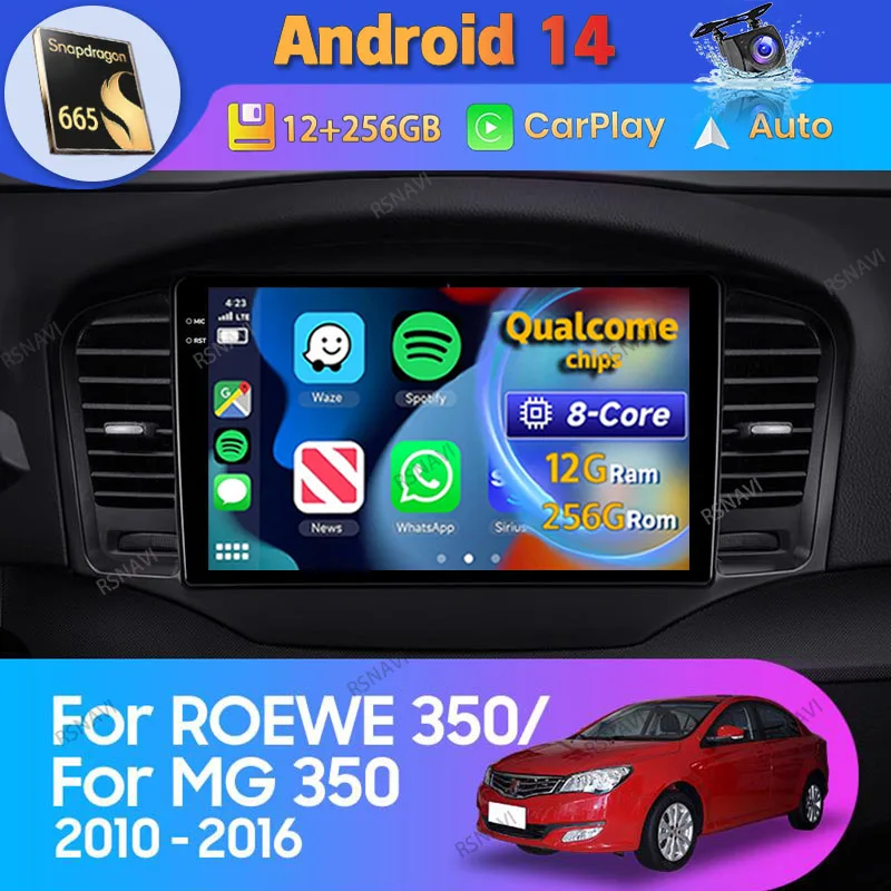 

Android 14 Carplay Auto For Roewe 350 For MG 350 2010 - 2016 Car Radio GPS Multimedia Stereo Player Video DSP 2 Din 360 Camera