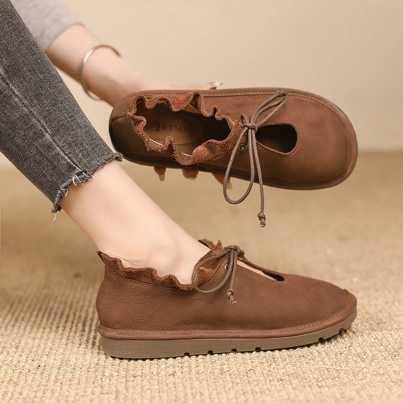 Flats Shoes Women Casual Barefoot Comfortable Moccasin Casual Leather Fashion Trend Clearance