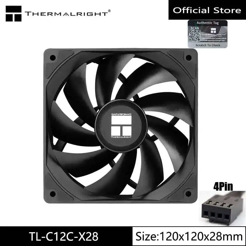 Thermalright TL-C12C-X28 Computer case cooling fan，120x120x28mm/28mm Thickness/S-FDB Bearing/High Performance CPU Cooling Fan