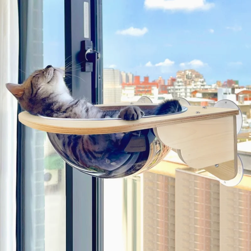 

Solid Wood Punch-Free and Nail-Free Cat Wall-Mounted Space Capsule Nest Cat Climbing Frame Jumping Platform Cat Wall Hammock Doe
