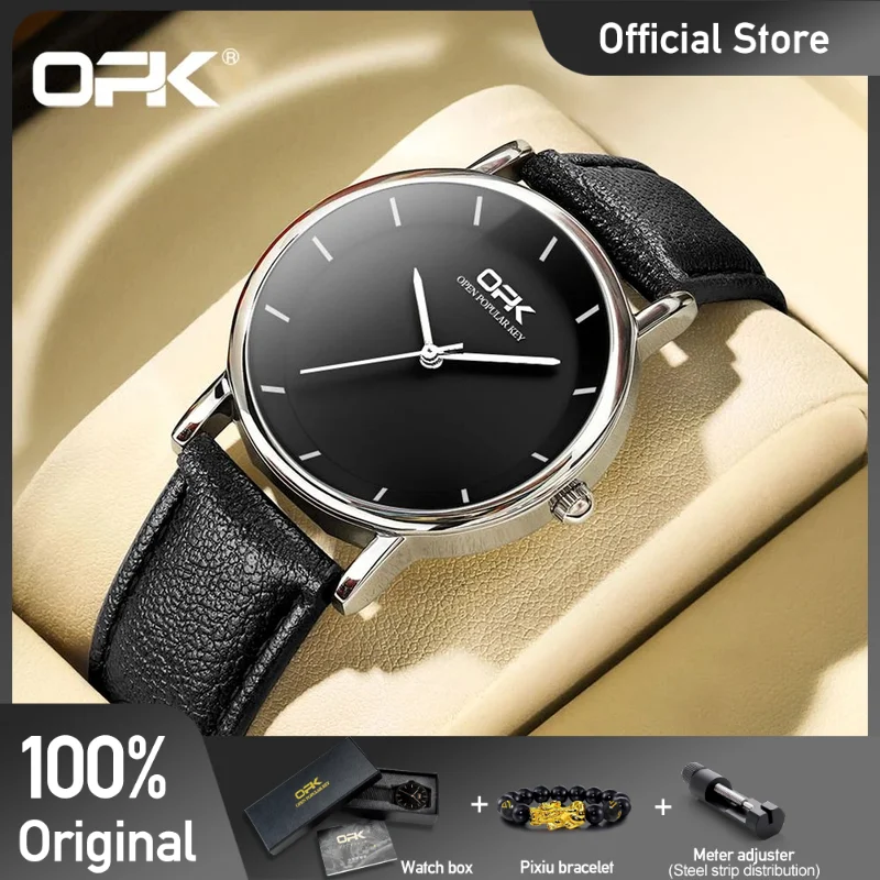 OPK 8122  Watches For Men Casual Simple Original Waterproof  Luxury Leather Quartz Watch  Luminous  Wristwatch  Reloj Hombre