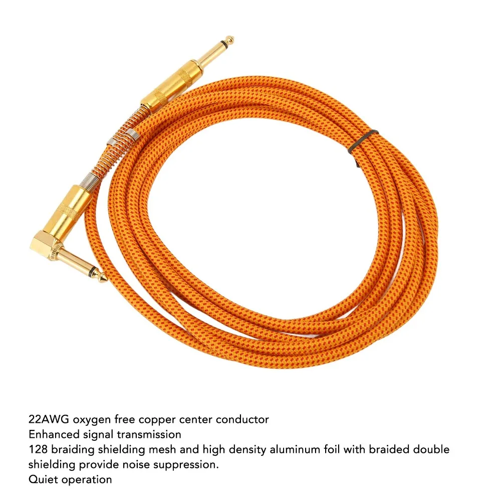 6.35mm Male to 6.35mm Male 1/4 Inch Instrument Cable Straight Connector Lossless Bass Amp Cable 3 Meters / 9.8ft Sound Cable