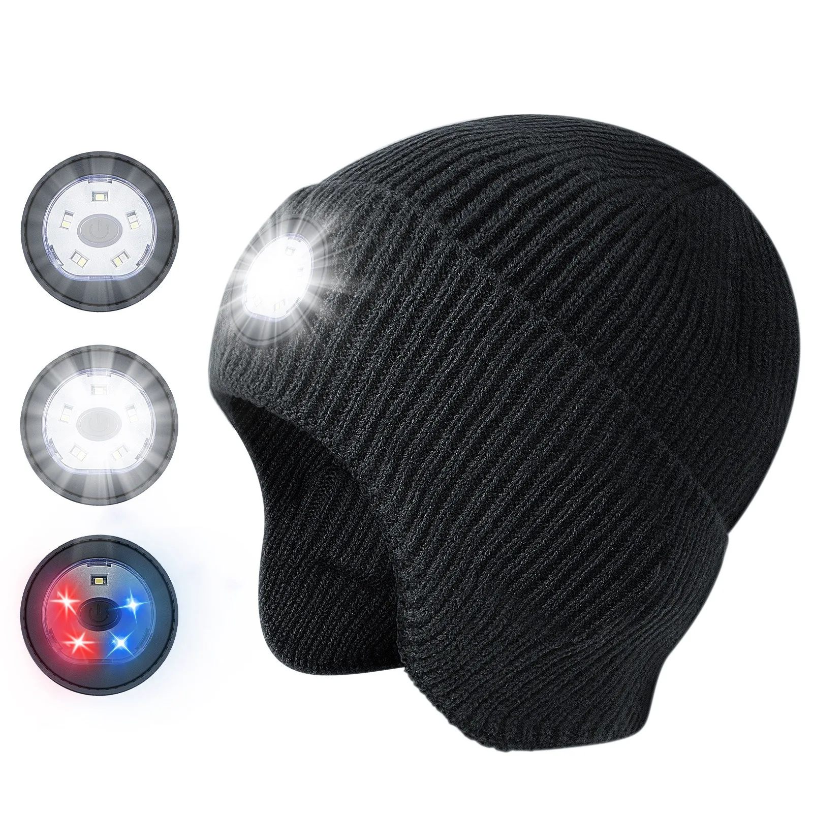 

New Luminous Lighting Knitted Hat Rechargeable Removable And Washable Luminous Running Wool Hat