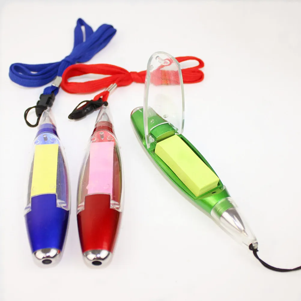 4Pcs LED Lamp Pen Flashlight Ballpoint Writing Tool Notepad Clip Lanyard Lightweight Pocketable Multipurpose Stationery School
