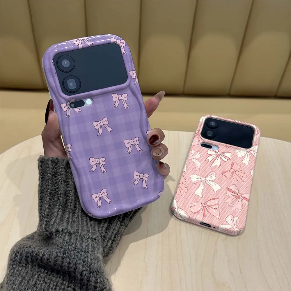

Cartoon Pink Bow Pattern Phone Case For Redmi Note 11 11S 11T 12 12S 12T 13 14 15 SE Pro Plus Speed 5G Wave Oil Film