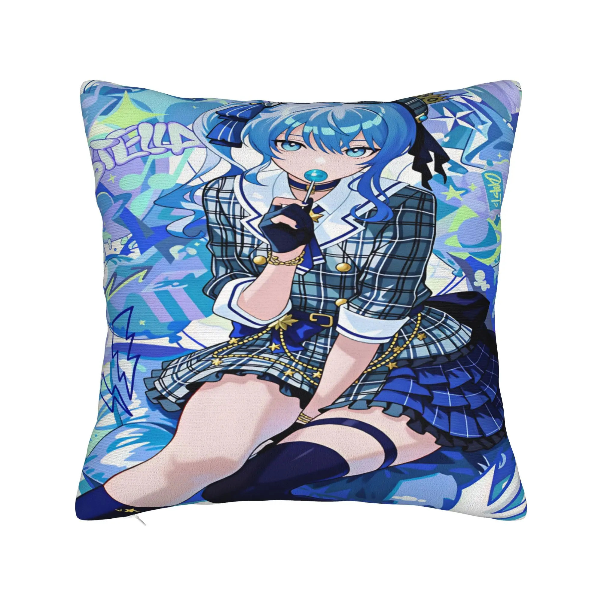 Anime Singer Idol H-Hololive Suise Pillow Cover  Soft Cushion Cover Funny Pillow Case For Sofa Car Home Decor