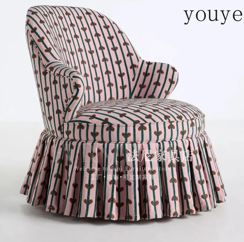 French-style ancient fabric bed and breakfast living room printed sofa chair medium ancient style bedroom balcony single leisure