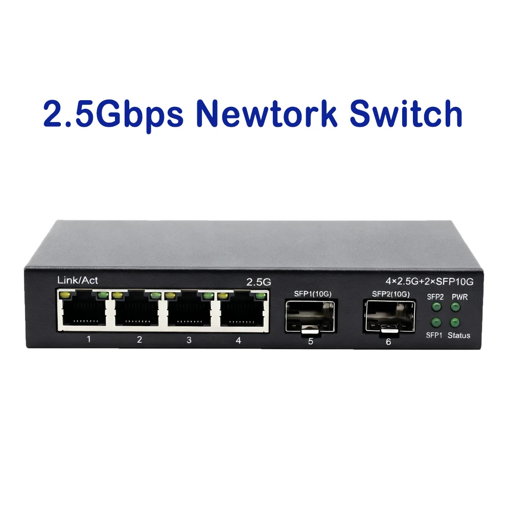 6/9 Port 2.5Gb Ethernet Switch with 2.5G RJ45 Interface, Equipped with 10G SFP+ Port, Plug-and-Play Network Switch