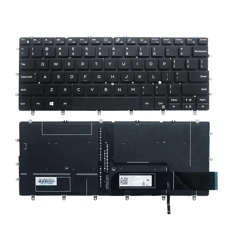 H+Black/White Color US Layout Backlight Keyboard For Dell XPS 13 13-9370 9375 9360 9317 9380 9305 7390 P82G