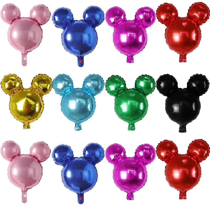 10pcs  Mickey Minnie Mouse Head Aluminum Foil Balloon Baby Shower Birthday Party Decoration Kids Toys Supplies Air Globos