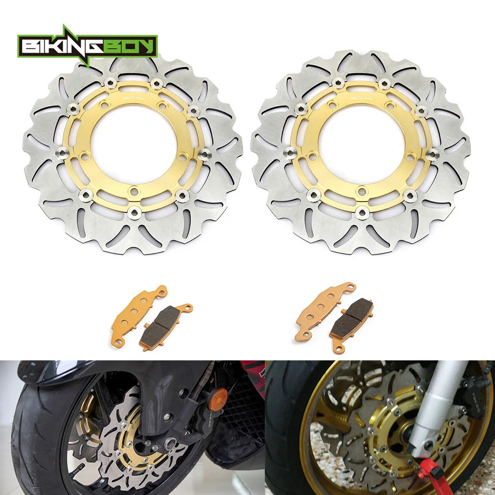 BIKINGBOY Front Brake Discs Disks Rotors Pads For V-Storm DL 650 07-15 DL 650 ABS 07-22 DL 650 XT / ABS 15-21 DL 1000 02-12 11