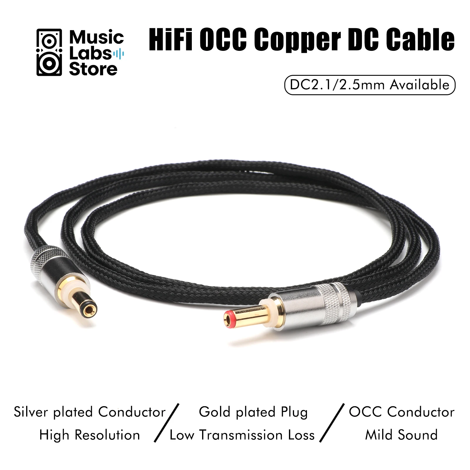 Hifi DC 12V DC 2.5-2.1 mm Cable OCC Silver Plated DC Audio Cable Adapter for Keces Linear Extension DC Wire