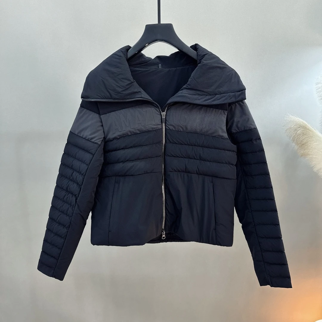 Women's Golf Down Jacket 2026 New Korean Style Luxury Business Lapel Zip-Up Goose Down Colorblock Fashion Versatile Soft Warm