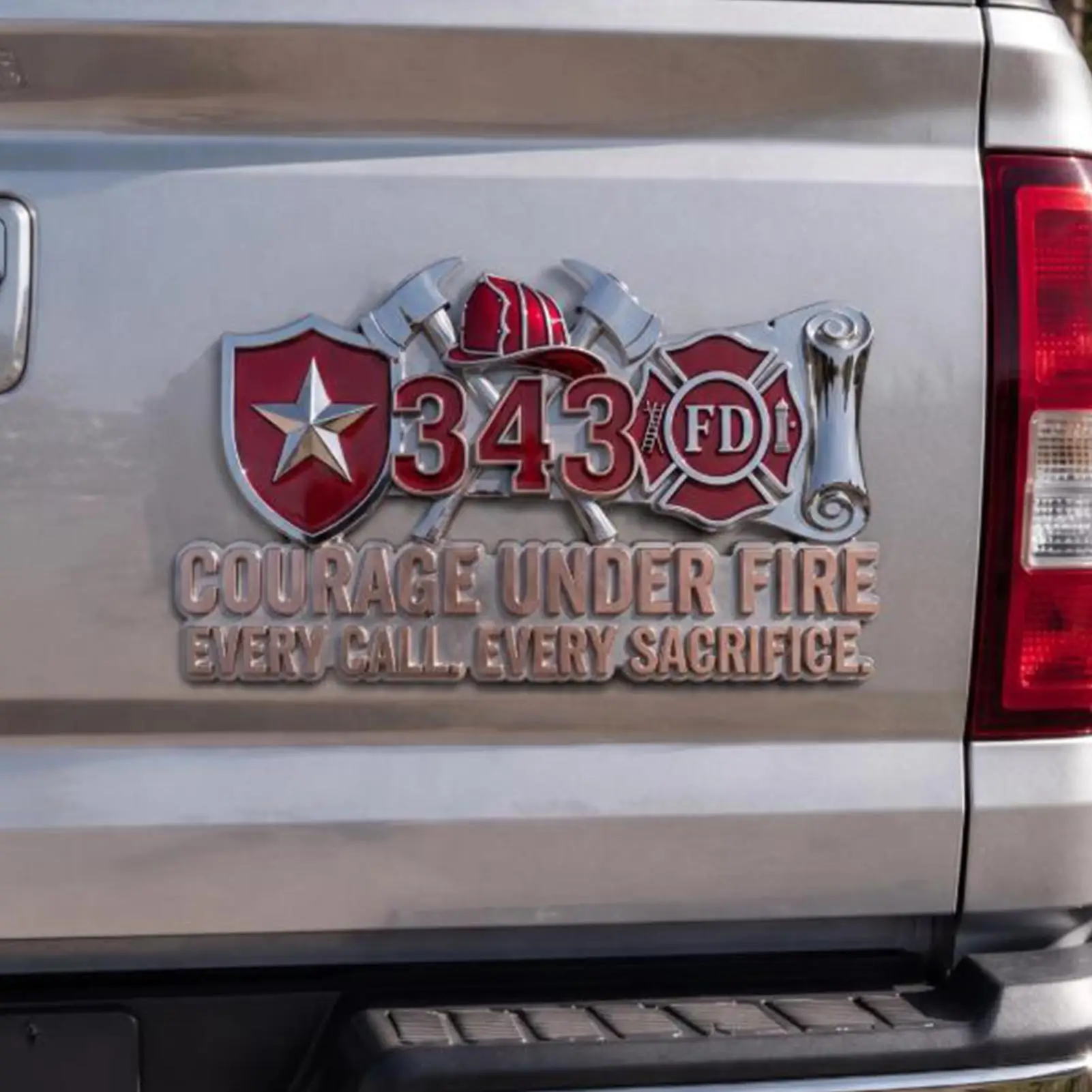 Car Emblem Firefighter Theme Truck Motorcycle Sticker Car Emblems For Vehicles Men Auto Bumper Grille Pickups Suvs