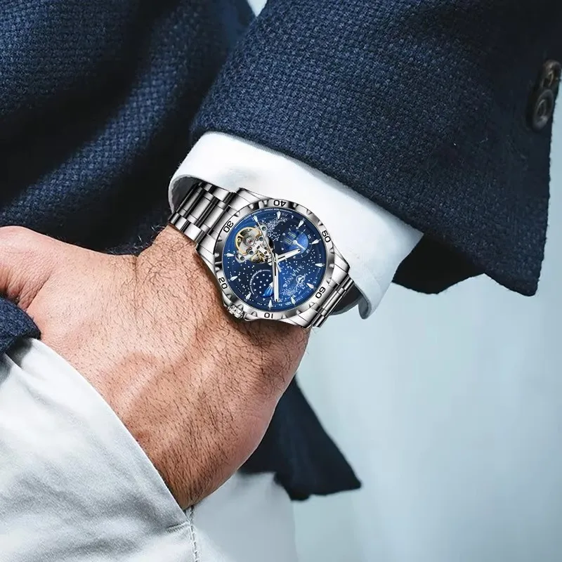 

AILANG Men's Starry Sky Design Luxury Watch High Quality Automatic Mechanical Watch Waterproof Moon Phase Men's Wristwatch