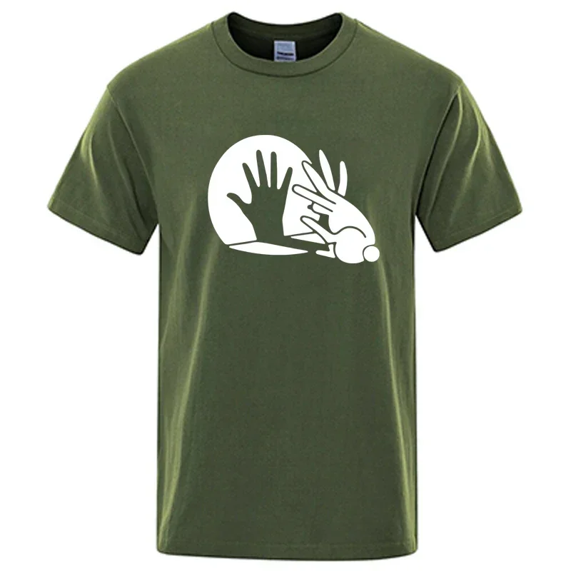 Men's Smiling Face Shadow Puppet Pattern Printed Casual Summer Loose Round-neck Men's T-shirt Top