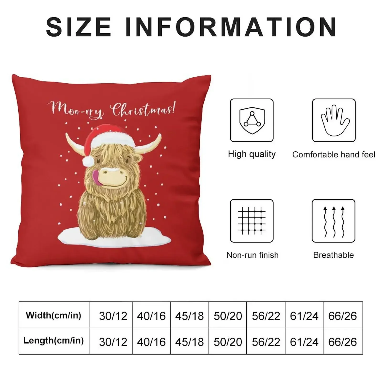 Scottish Highland Cow, Moo-rry Christmas Wee Hamish Throw Pillow Sitting Cushion Cushion Cover For Sofa pillow