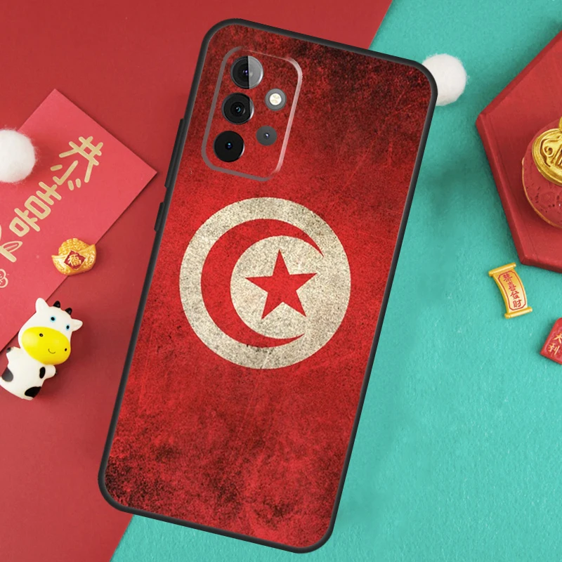 Tunisia Flag Map Case For Samsung Galaxy A34 A54 A14 A15 A25 A35 A55 A53 A33 A13 A52 A32 A12 A51 A71 Cover