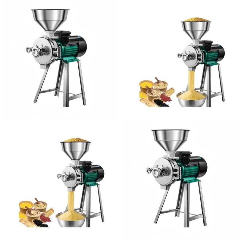 Grinder Powder Flour Mill for Dry and Wet Grain Soybean Rice Milk Peanut Butter Coffee Corn 304 Stainless Steel Grinding