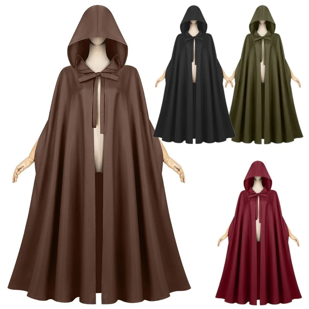 

New Adult Unisex Hooded Cape Velvet Cloak Halloween Horror Characters Cosplay Costumes Medieval Hobbit Wizard Halloween Costume