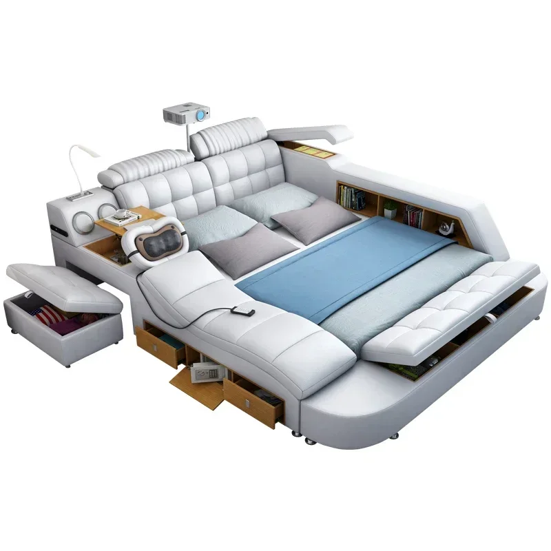 

Portable Massage tatami bed, leather modern simple master bedroom, double bed, 1.8m multifunctional wedding bed
