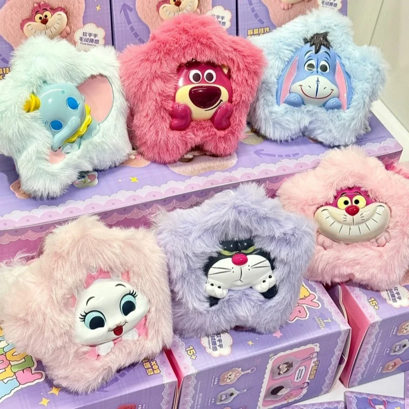 Miniso peludo temporada série caixa cega flores mentira propenso lotso aristogatos lotso dumbo anime figura boneca pingente menina presente brinquedo