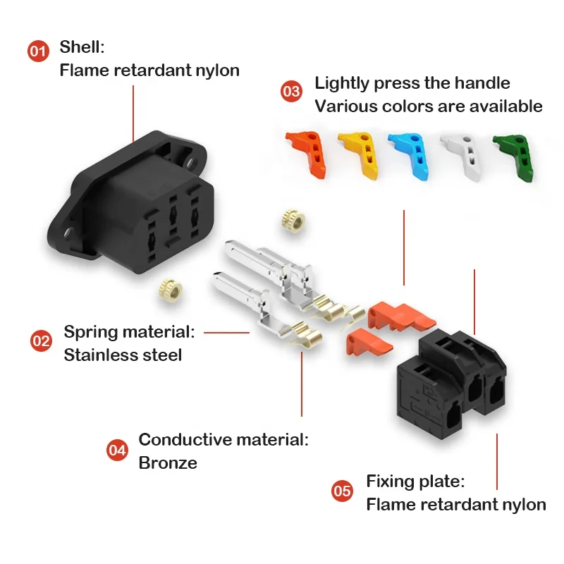 IEC C14 3 دبوس المقبس الاتصال السريع الصحافة شحن مقبس إمداد الطاقة 3 الأساسية ذكر المقبس 250 فولت 10A سهلة التركيب موصل #3