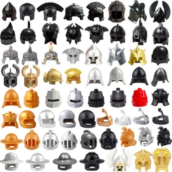 MOC Building Blocks Medieval Knight Warrior Roman Soldier Weapon Helmet King Crown Weapons Accessories Mini Bricks Toy For Kids