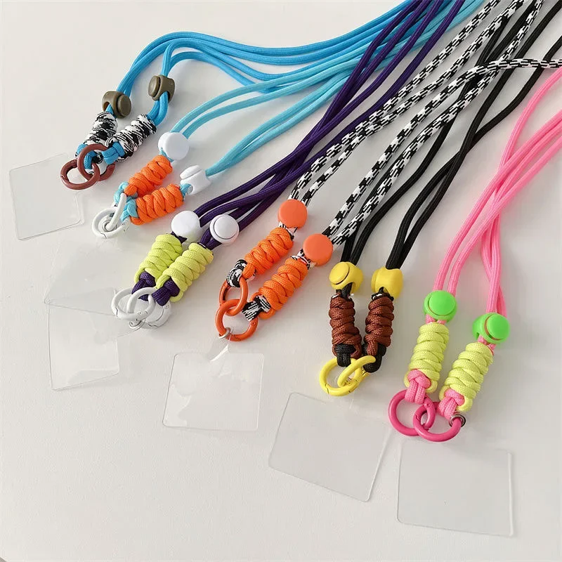 5 Piece Lanyard Slanted Shoulder Strap Key Chain Key Ring Adjustable Braided Lanyard with Replacement Patch for Mobile Phone Acc