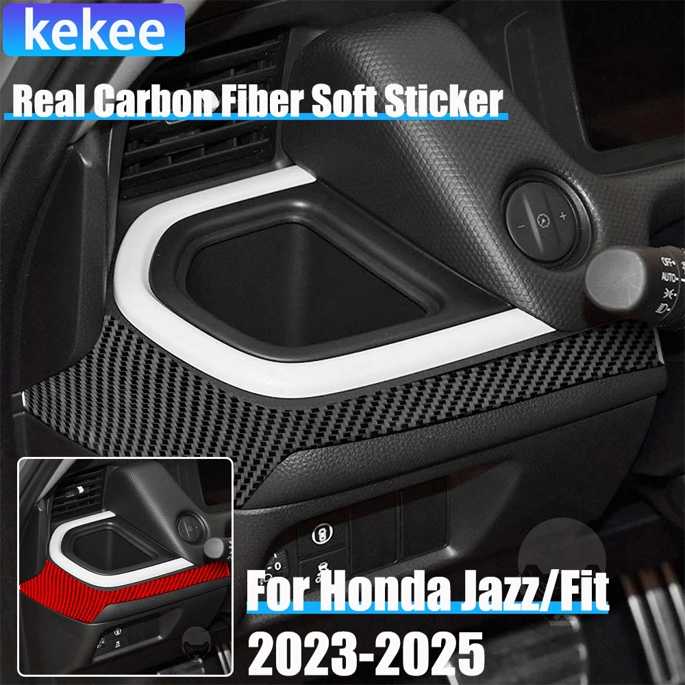 

Real Carbon Fiber Car Accessories Driver Dashboard Decorative Trim Cover Soft Sticker For Honda Fit /Jazz GR9 2023 2024 2025